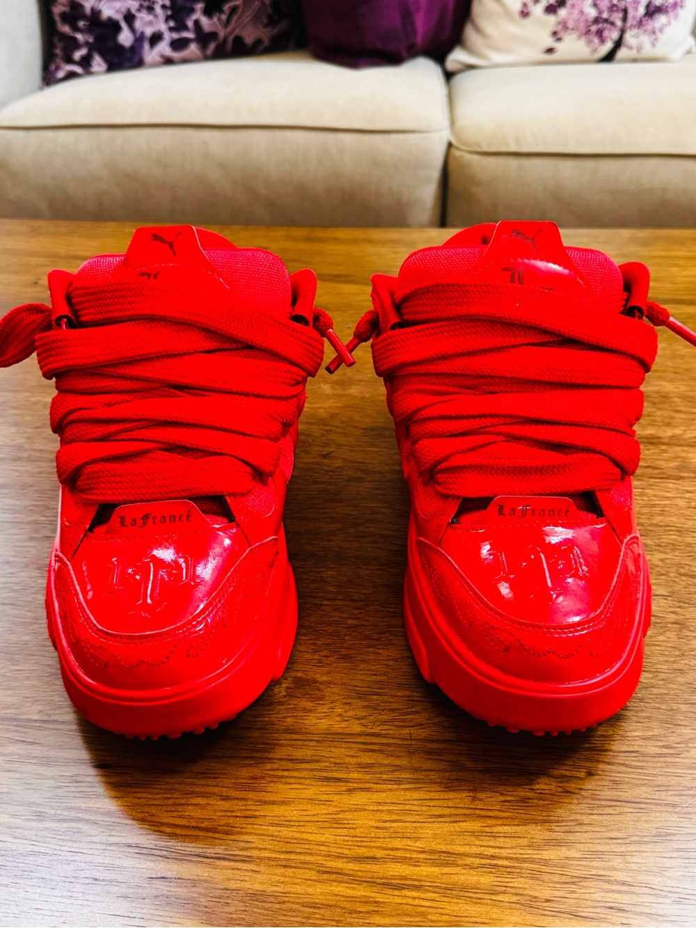 PUMA LaMelo Ball LaFrancé Red Sneakers Men’s Size 9 Patent Lace-Up